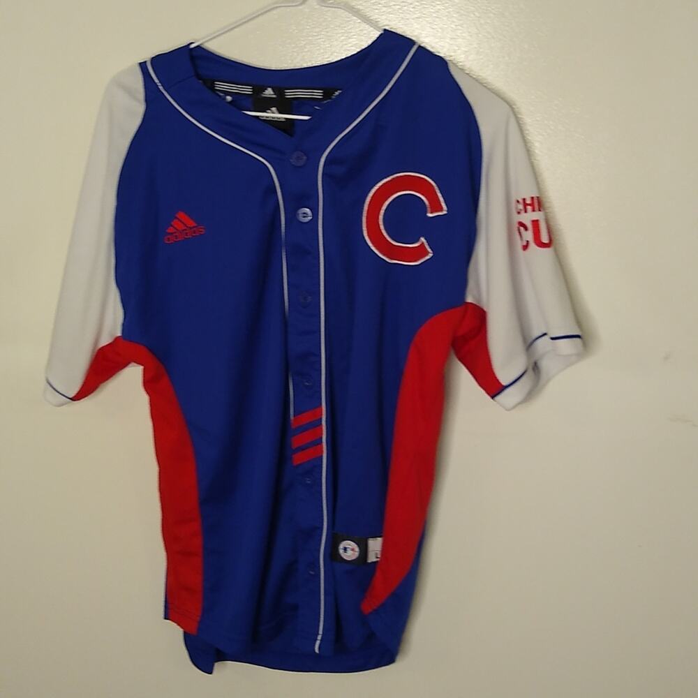 Adidas Cubs boys size large button down shirt. Go Cubs
